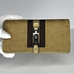 🤎Gucci Vintage Guccissima Piston GG Canvas Leather Long Bifold Wallet/Clutch🤎